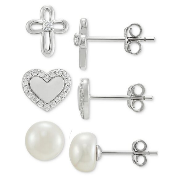 GIANI BERNINI Freshwater Pearl & CZ Earring Set - Picture 2 of 2